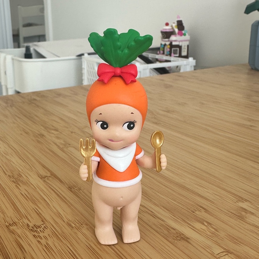 Carrot Costume Doll with Gold Utensils